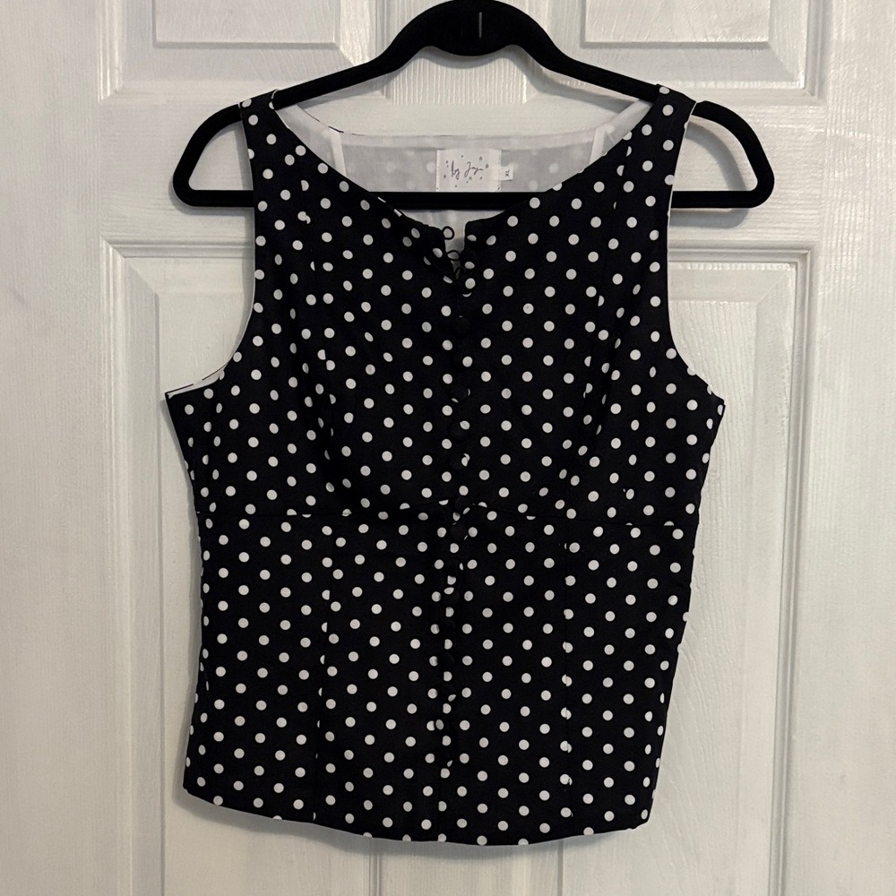 By Zoya Georgie Top Black Polka Dot Blouse